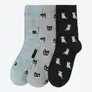 Bild 1 von Damen-Socken mit Katzenmotiv, 3er-Pack