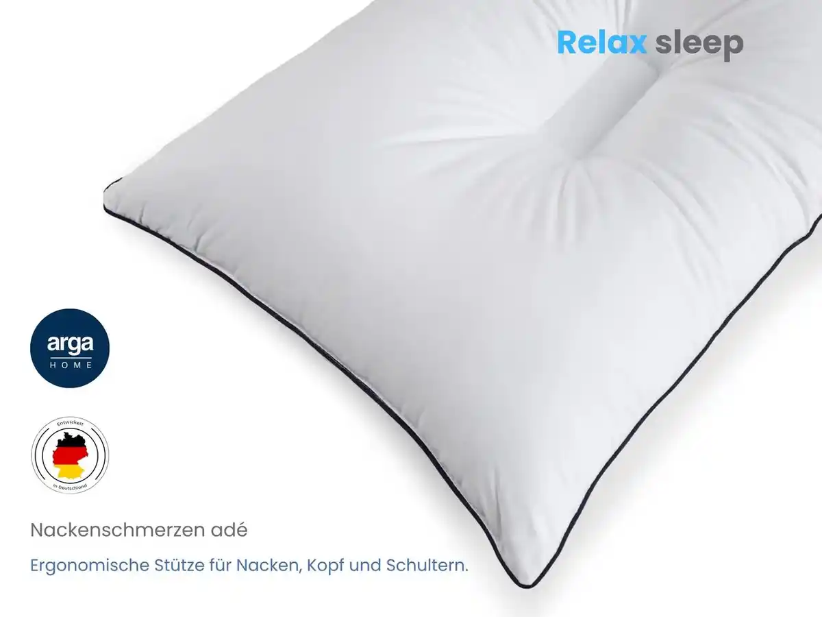 Bild 4 von AH Relax Sleep – Ergonomisches Anti- Schnarch- Kopfkissen 50 x 70 cm mit Baumwollbezug & atmungsaktiver Faserfüllung
