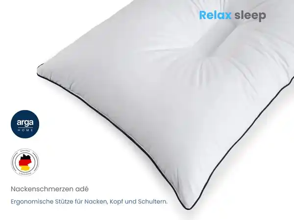 Bild 4 von AH Relax Sleep – Ergonomisches Anti- Schnarch- Kopfkissen 50 x 70 cm mit Baumwollbezug & atmungsaktiver Faserfüllung