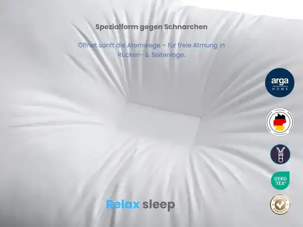 Bild 3 von AH Relax Sleep – Ergonomisches Anti- Schnarch- Kopfkissen 50 x 70 cm mit Baumwollbezug & atmungsaktiver Faserfüllung