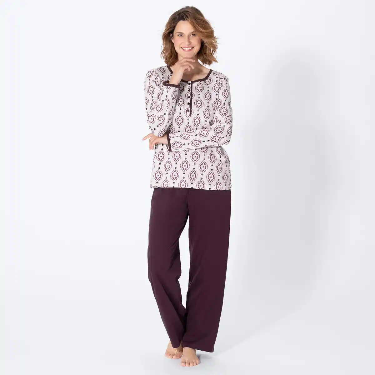 Bild 1 von Damen-Schlafanzug mit Rundhalsausschnitt, 2-teilig