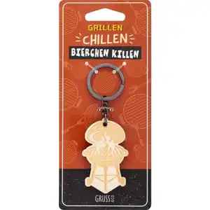 Schlüsselanhänger - Grillen - aus Holz