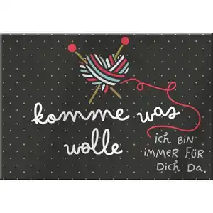 Magnet - mit Umschlag - komme was Wolle - ca. 8,2 x 6 cm