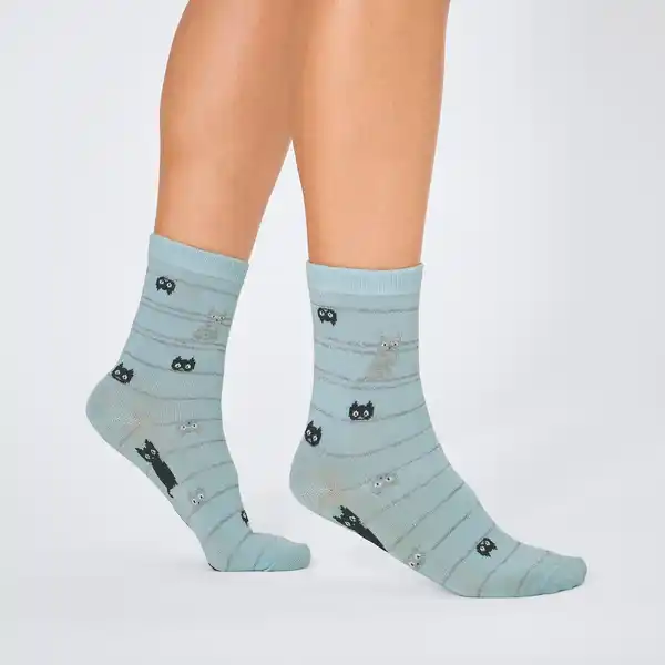 Bild 3 von Damen-Socken mit Katzenmotiv, 3er-Pack