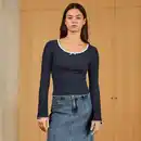 Bild 1 von Damen-Langarmshirt mit gewelltem Saum