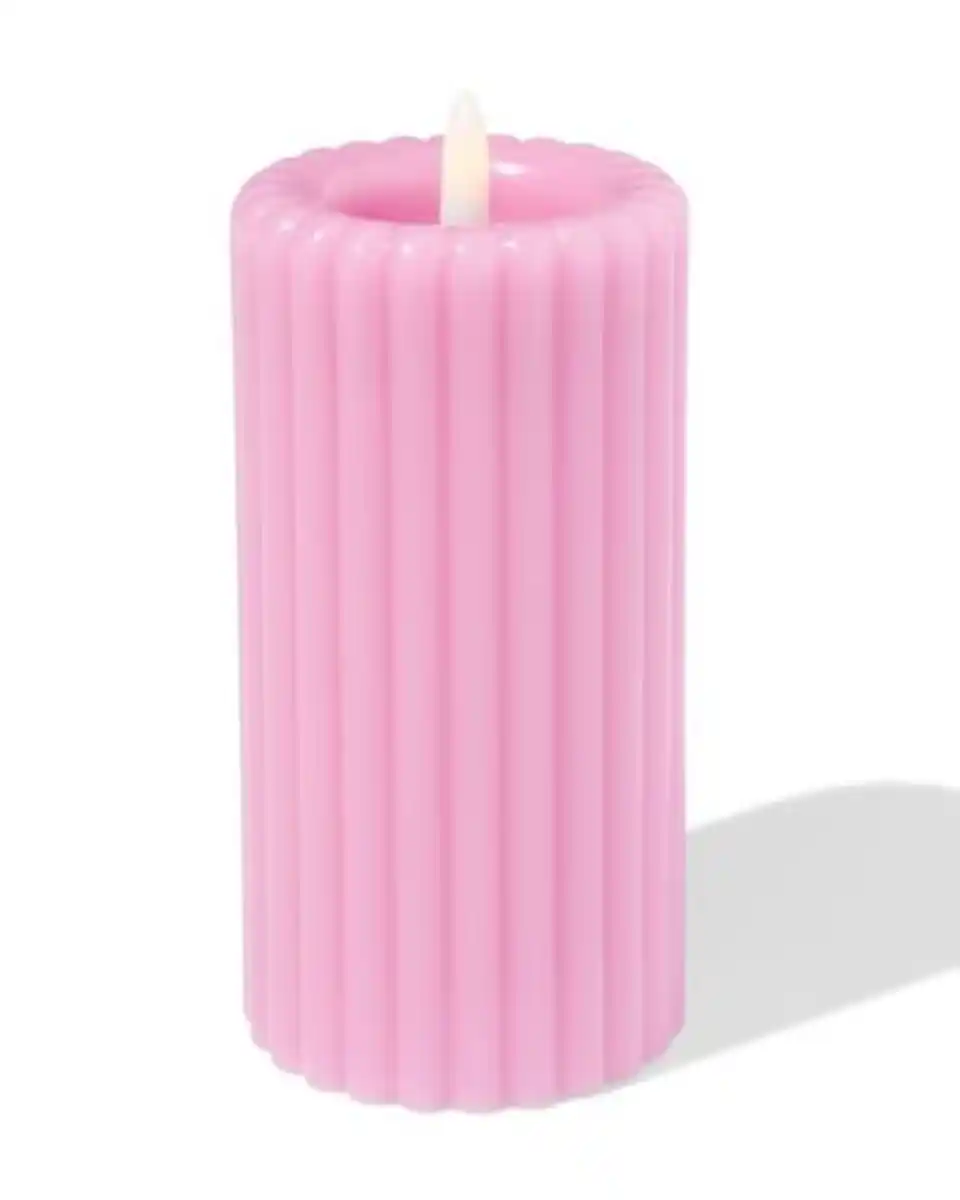 Bild 3 von LED-Kerze, 7,5 × 15 cm, gerippt, Altrosa