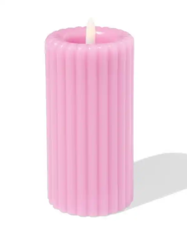 Bild 3 von LED-Kerze, 7,5 × 15 cm, gerippt, Altrosa