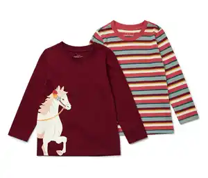 2 Kinder-Langarmshirts, Pferd