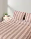 Bild 2 von Bettbezug 200 × 200/220 cm weiche Baumwolle Streifen Rosa