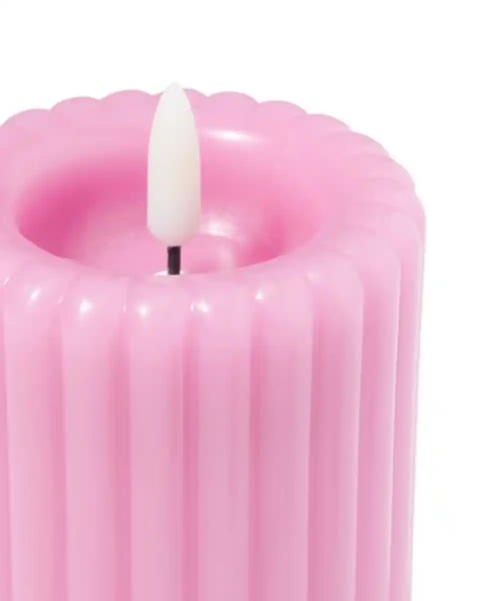 Bild 2 von LED-Kerze, 7,5 × 15 cm, gerippt, Altrosa