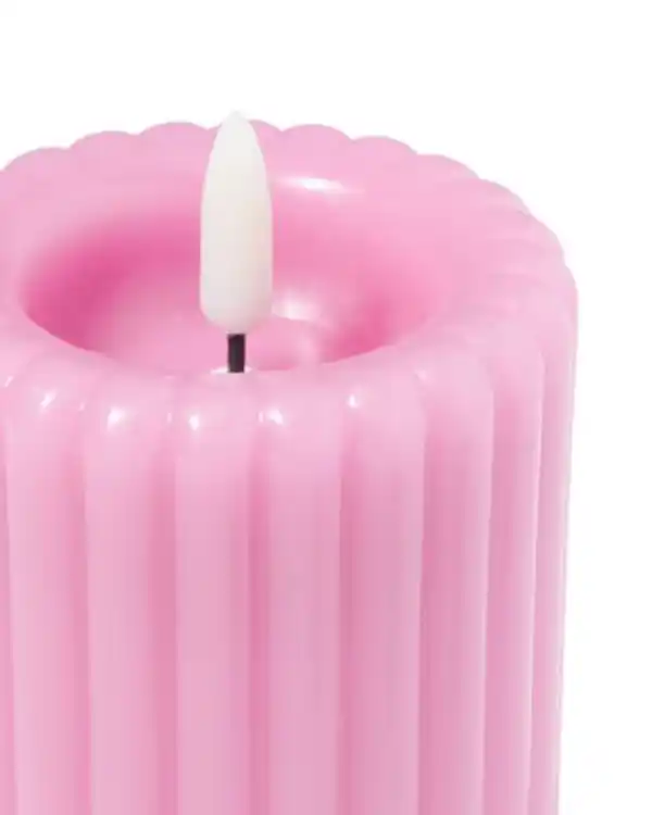 Bild 2 von LED-Kerze, 7,5 × 15 cm, gerippt, Altrosa