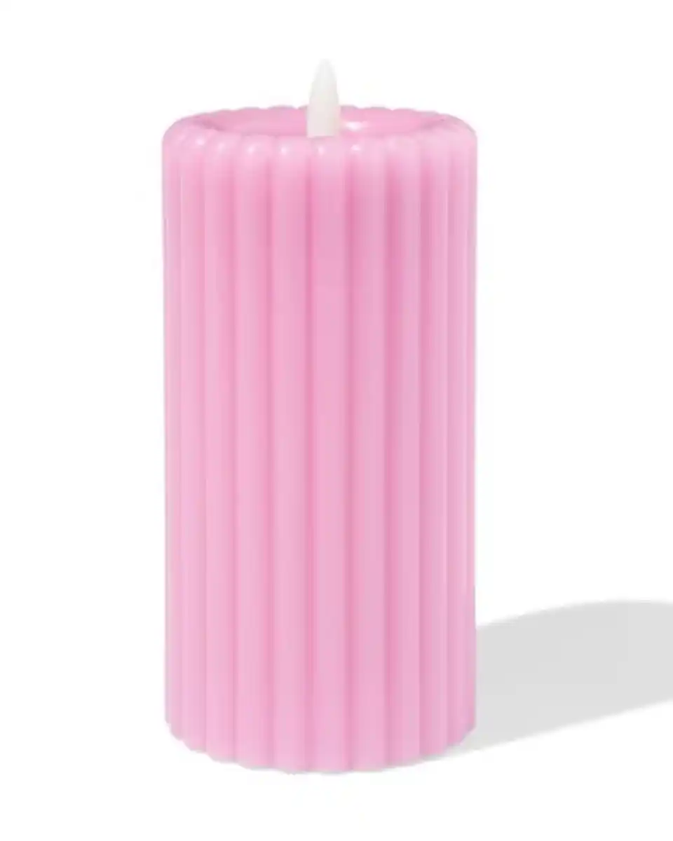 Bild 1 von LED-Kerze, 7,5 × 15 cm, gerippt, Altrosa