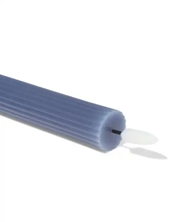 Bild 2 von LED-Haushaltskerze, Ø 2,3 × 29 cm, mit Rippenstruktur, Blau