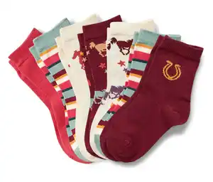 7 Paar Kinder-Socken, Pferde