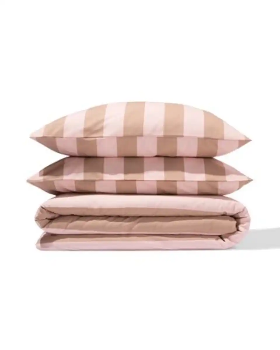 Bild 4 von Bettbezug 200 × 200/220 cm weiche Baumwolle Streifen Rosa