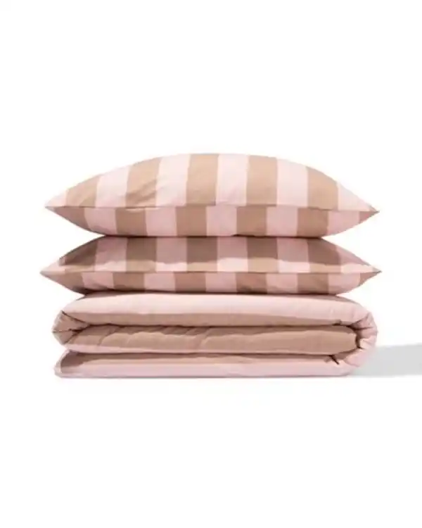 Bild 4 von Bettbezug 200 × 200/220 cm weiche Baumwolle Streifen Rosa