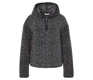 Teddypullover, Leo-Alloverprint anthrazit