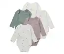 Bild 1 von 5 Baby-Bodys mit Mitwachsfunktion, weiß/rosa/grün