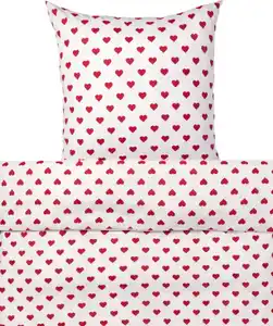 Polycotton-Bettwäsche Herz, rot