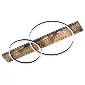 Eglo Led-Deckenleuchte Boyal, Braun, Natur, Schwarz, Holz, Metall, Kunststoff, Kiefer, massiv, rechteckig,rechteckig, 40x9x78 cm, Lampen & Leuchten, Innenbeleuchtung, Leuchten nach Räumen, Esstischl