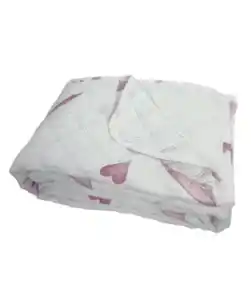 Samt-Tagesdecke, weiß/rosa