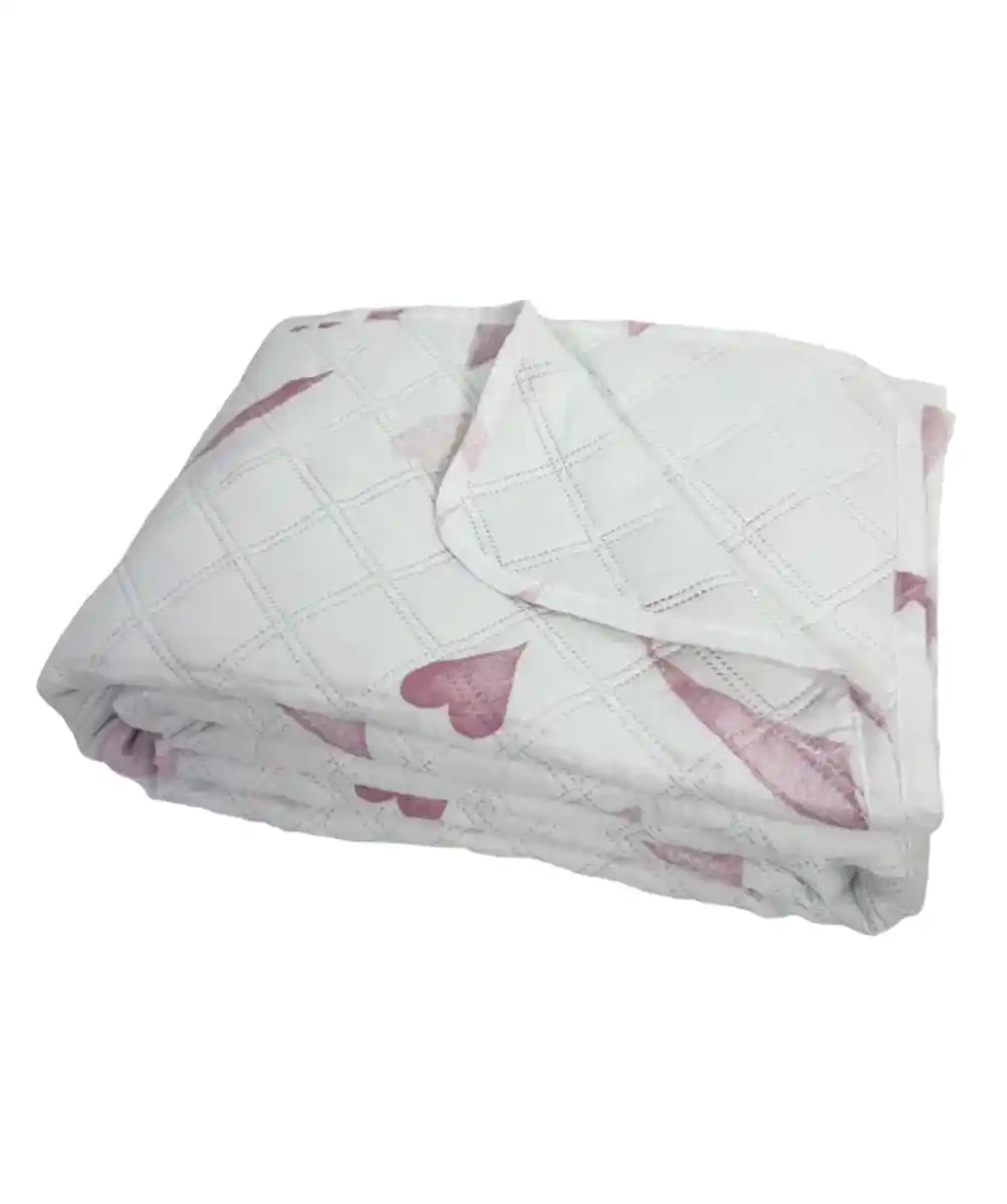 Bild 1 von Samt-Tagesdecke, weiß/rosa