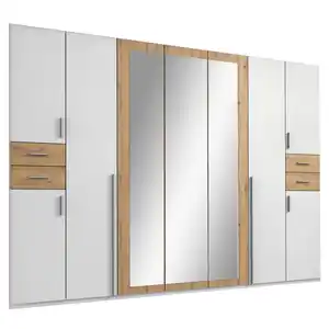Mid.you Drehtürenschrank Wimex Vegas, Weiß, Eiche Artisan, Holzwerkstoff, 7 Fächer, 4 Schubladen, 313x208x58 cm, BQ - Bündnis für Qualität, Made in Germany, DIN EN ISO 9001, in verschiedenen Gr
