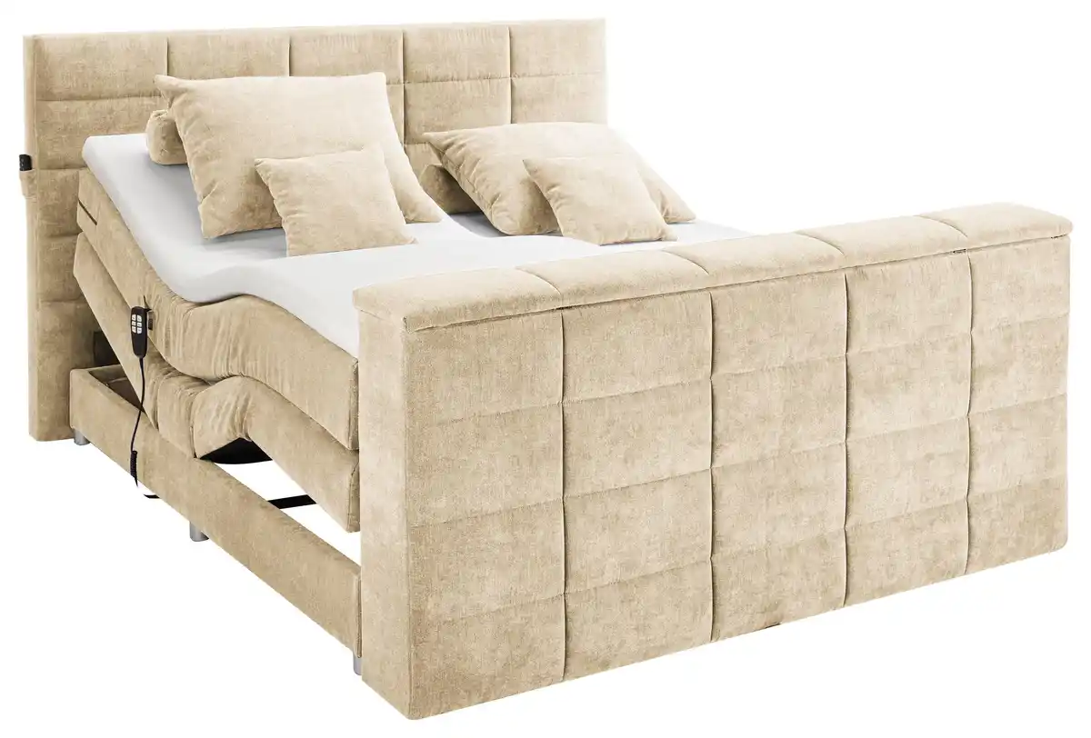 Bild 1 von Boxspringbett Denver Sand ca. 180x200 cm mit Topper, Sandfarben