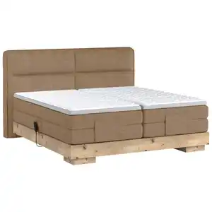 Valnatura Boxspringbett, Eiche, Rost, Textil, Eiche, massiv, H2, 7-Zonen, Höhe ca. 17,5 cm, 160x200 cm, Fsc, Reach, Made in EU, Oeko-Tex® Standard 100, gepolstertes Kopfteil, Stoffauswahl, Topper g