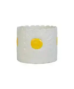 Keramikvase Frühling, weiß/gelb