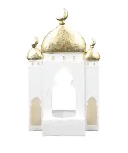 Teelichthalter Ramadan, Weiß/gold