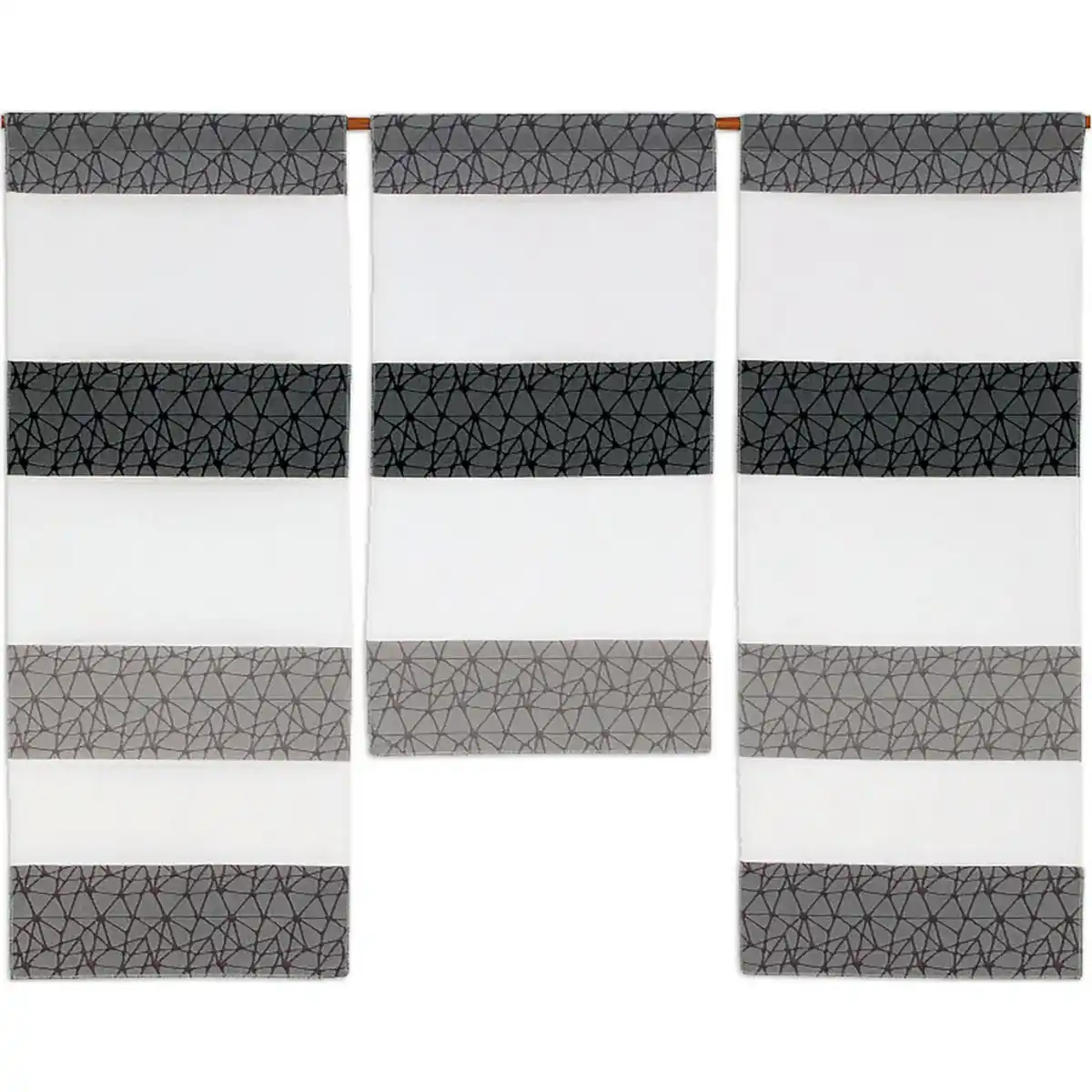 Bild 1 von Kurzgardine, Grau, Weiß, Hellgrau, Textil, Streifen, 90x80 cm, Oeko-Tex® Standard 100, mit Beschwerungsstab, Wohntextilien, Gardinen & Vorhänge, Fertiggardinen, Scheibengardinen