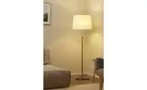 Trio Stehleuchte, 3-flammig, Nickel-matt, Stoffschirm weiß