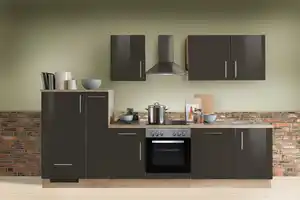 Menke Küchenblock Premium Dunkelbraun/Eiche ca. 310 cm, Dunkelbraun, Sonoma Eiche