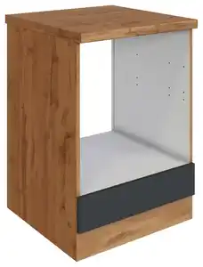 Herdumbauschrank Florenz ca. 60 cm Grau mit Arbeitsplatte, Grau, Eiche Wotan