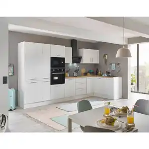 Mid.you Eckküche, Weiß, Eiche Artisan, Metall, 2,3,3 Schubladen, Ottomane links, seitenverkehrt montierbar, nur wie online abgebildet bestellbar, 360x165 cm, höhenverstellbare Füße, Küchen, Eck