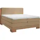 Bild 1 von Linea Natura Boxspringbett, Buche, Hellbraun, Textil, Kernbuche, massiv, H2 + H3, 7-Zonen, Höhe ca. 18 cm, 180x200 cm, gepolstertes Kopfteil, Federkernmatratze, in verschiedenen Holzarten erhältlic