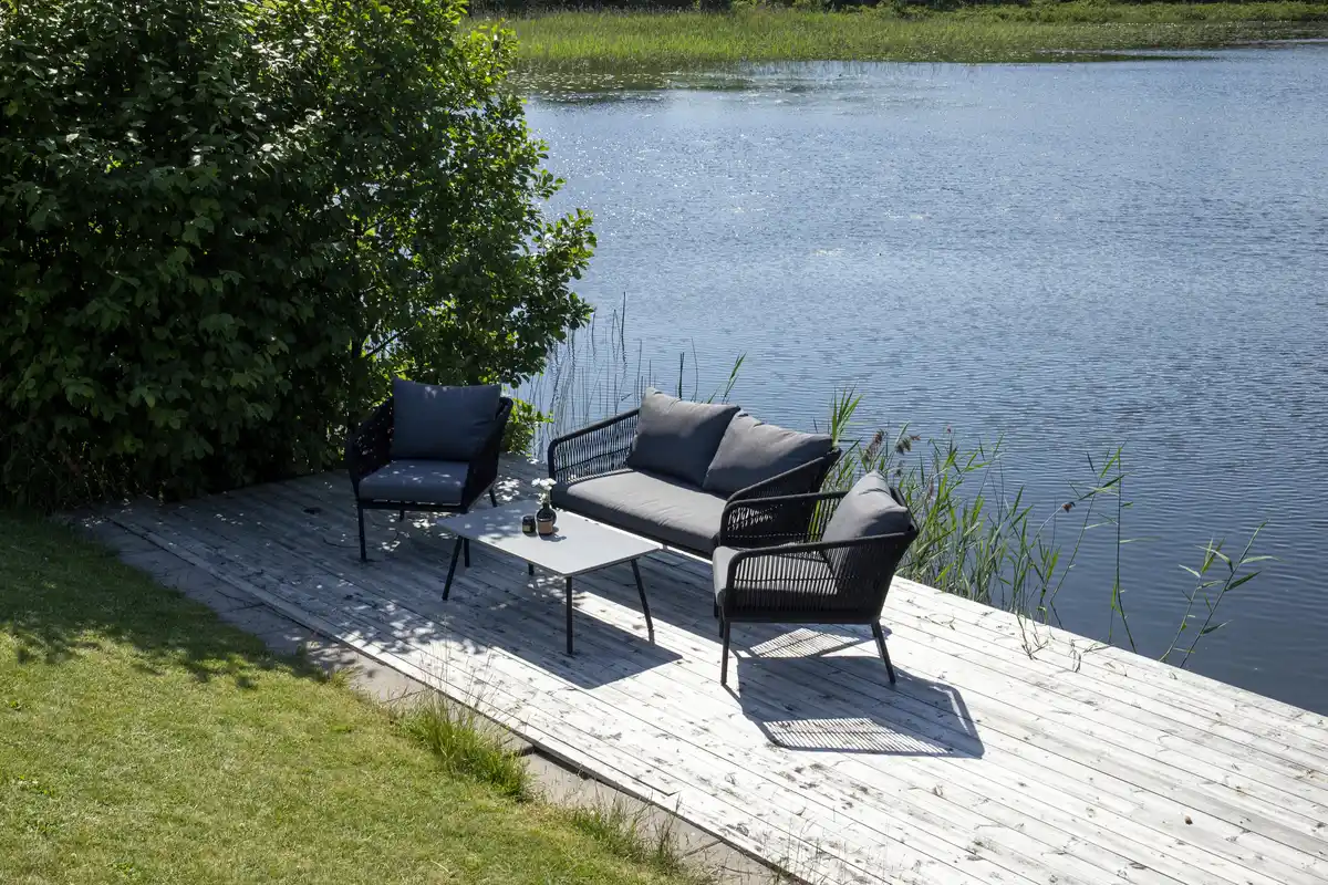 Bild 1 von Loungegarnitur Lindos ca. 134x69x80 cm Grau/Schwarz, Grau, Schwarz