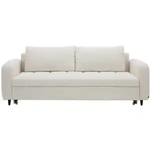 Lomoco Schlafsofa, Perlmutt, Textil, Buche, 3-Sitzer, Füllung: Silikon, Schaumstoffflocken, 236x88x101 cm, Made in EU, Stoffauswahl, Bettfunktion erhältlich, Rücken echt, Armteil links, rechts, Ki