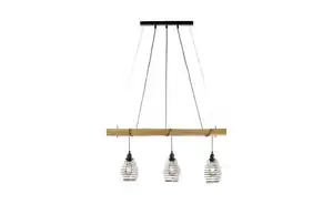 Paul Neuhaus Pendelleuchte, 3-flammig, Eukalyptus-Holz/ Metall