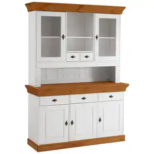 Boxxx Buffet, Weiß, Bernstein, Holz, Kiefer, massiv, 6 Fächer, 5 Schubladen, 143x197x45 cm, Beimöbel erhältlich, Küchen, Küchenmöbel, Buffetschränke