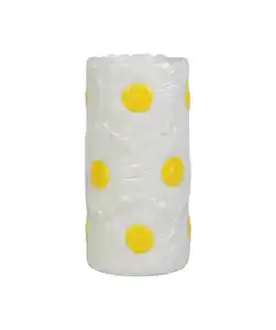 Keramikvase Frühling, weiß/gelb