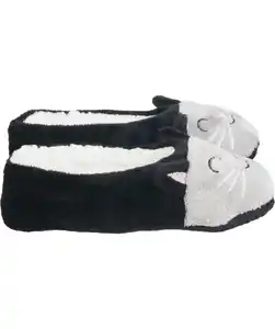 Flauschige Ballerina-Hausschuhe, schwarz