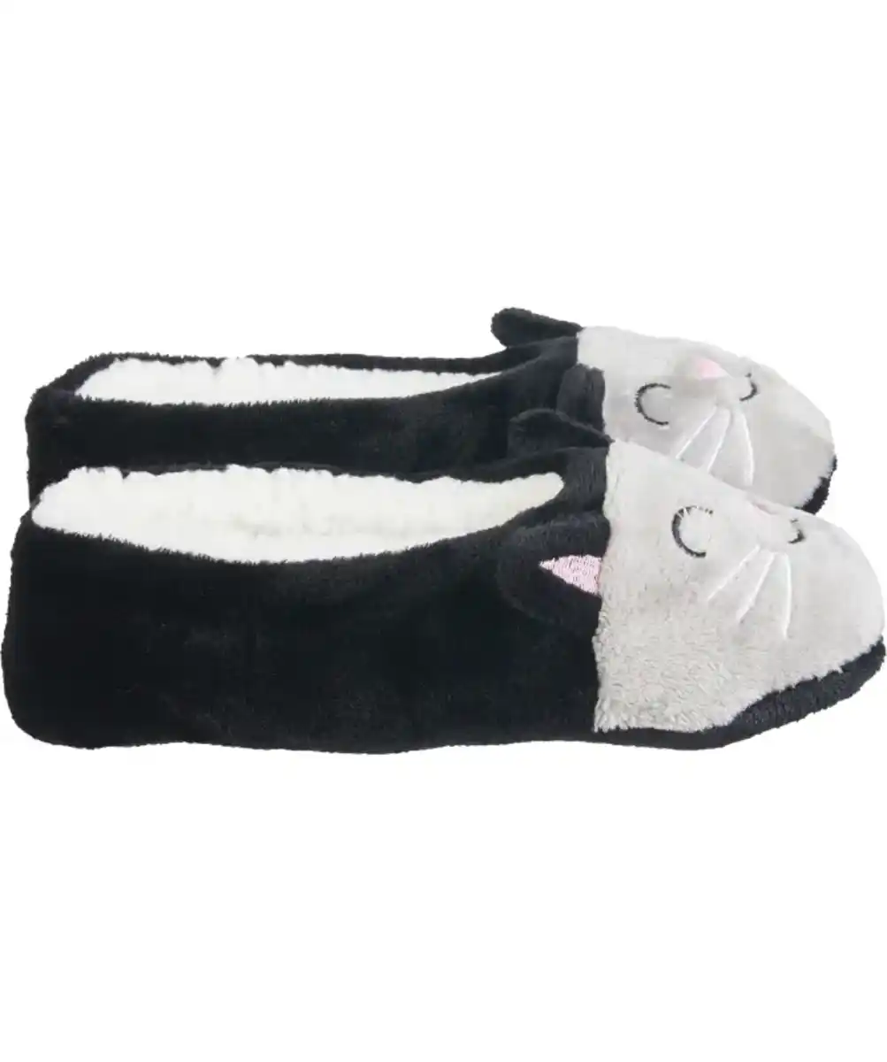 Bild 1 von Flauschige Ballerina-Hausschuhe, schwarz
