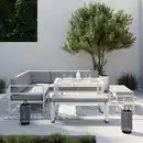 Bild 1 von Dining-Loungeset Aruba Hellgr. /Weiß Outdoorstoff/Metall, Weiß, Hellgrau