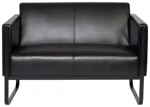 2-Sitzer-Sofa Bali Black Schwraz Lederlook, Schwarz