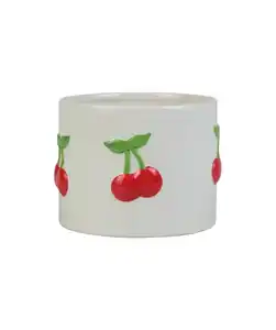 Pflanztopf Kirschen, weiß/rot
