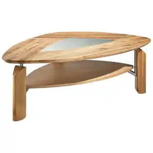 Novel Couchtisch, Eiche, Holz, Glas, Eiche, massiv, organisch, 85x45x121 cm, Wohnzimmer, Wohnzimmertische, Couchtische, Couchtische Glas