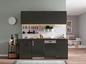 Küchenblock ECONOMY 195 Grau/Eiche B: ca. 195 cm, Grau, Eichefarben