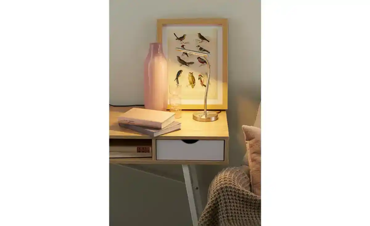 Bild 1 von Trio Tischleuchte, 1-flammig, Nickel-matt mit Schwanenhals